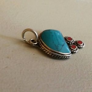 Jewelry - Turquoise red coral pendant Sterling Silver new Jewelry - Turquoise red coral pendant Sterling Silver new